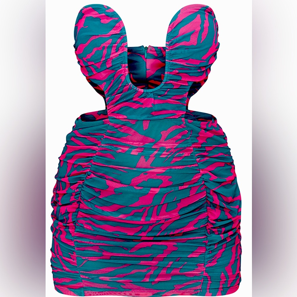 PrettyLittleThing | NWT Rare Multi-Zebra Print Cut Out Mini Dress Size 0 💕!